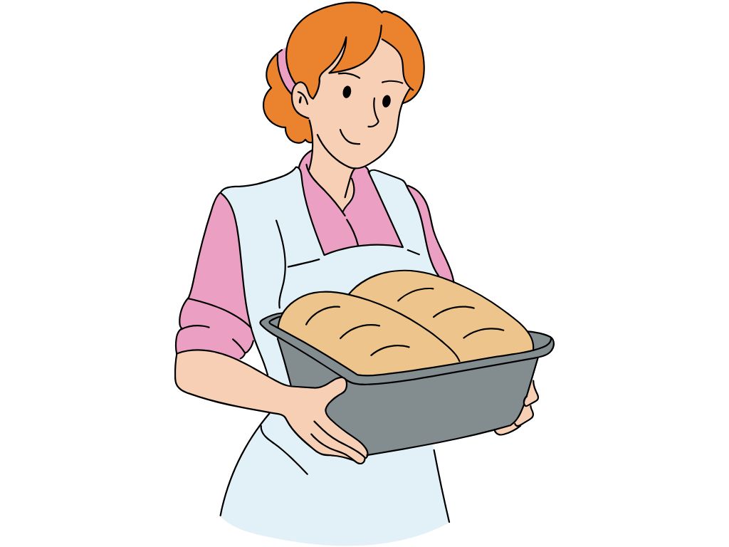 パンを抱えている女性